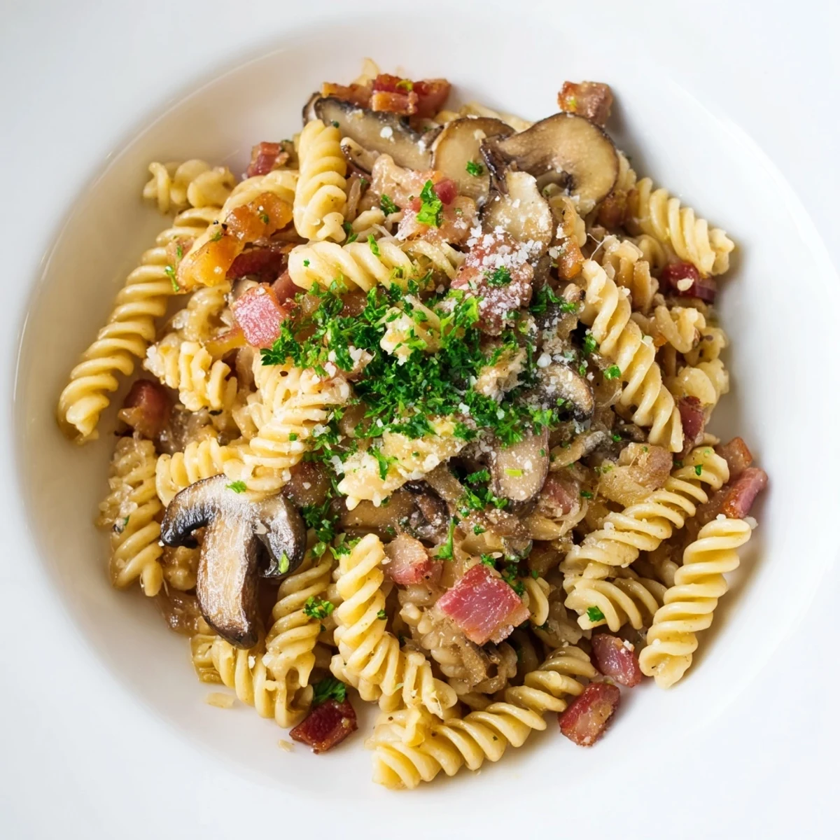 Fusilli with Bacon Onions