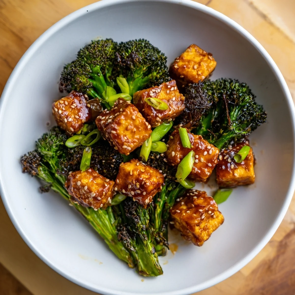 Crispy Sesame Tofu & Broccoli with glistening sauce, a perfect vegan dinner ready in under an hour.