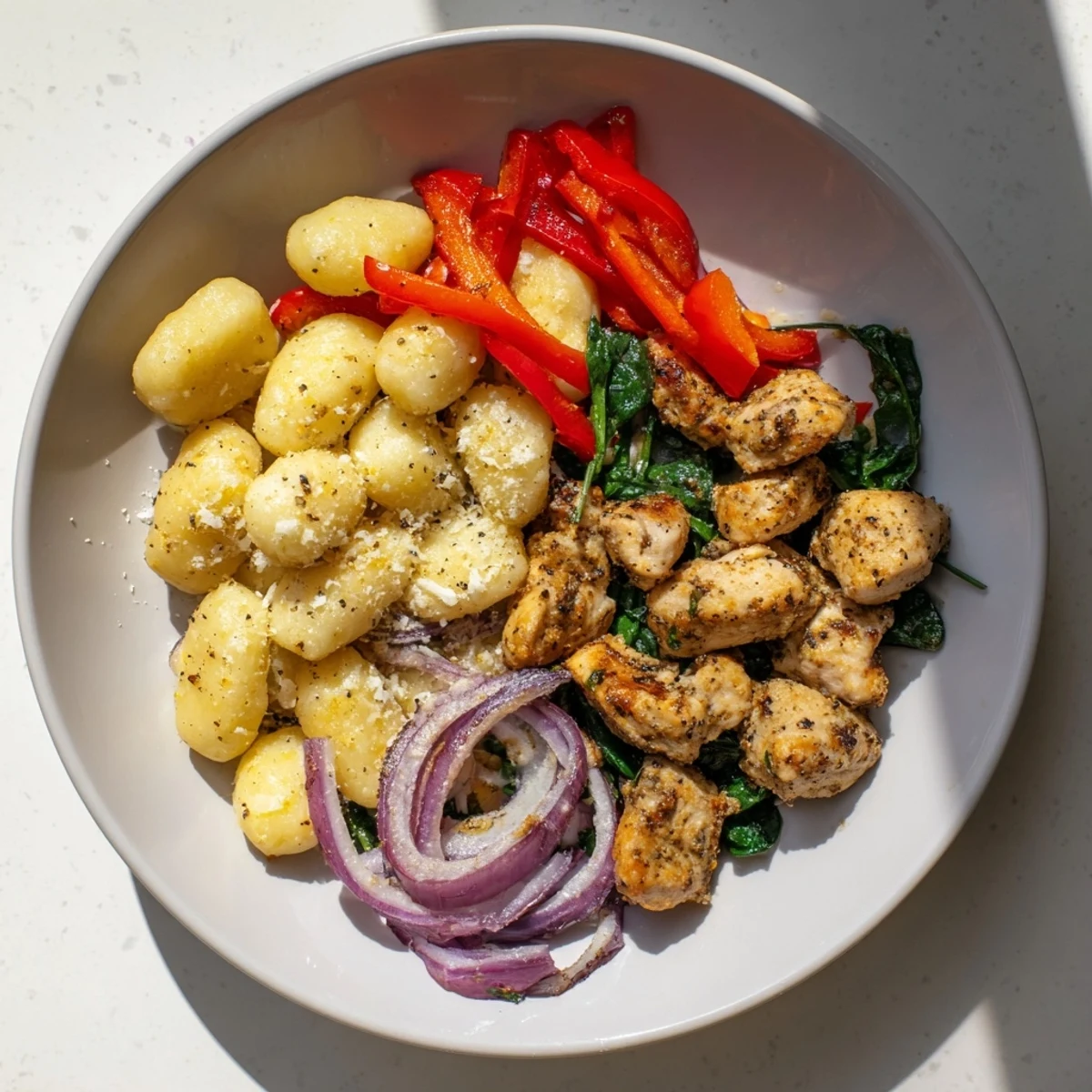 Savory Cajun-Spiced Chicken & Gnocchi with a creamy sauce is a quick and satisfying dinner option.