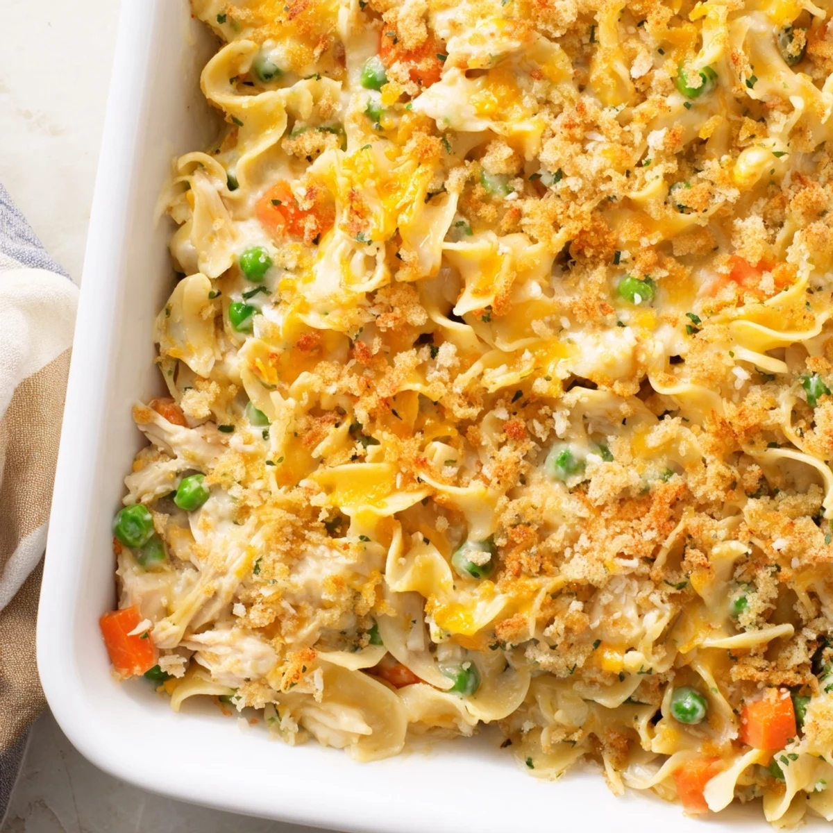 Golden brown topping crowns this comforting Baked Cream of Chicken Noodle Soup Pasta, perfect for a cozy dinner.