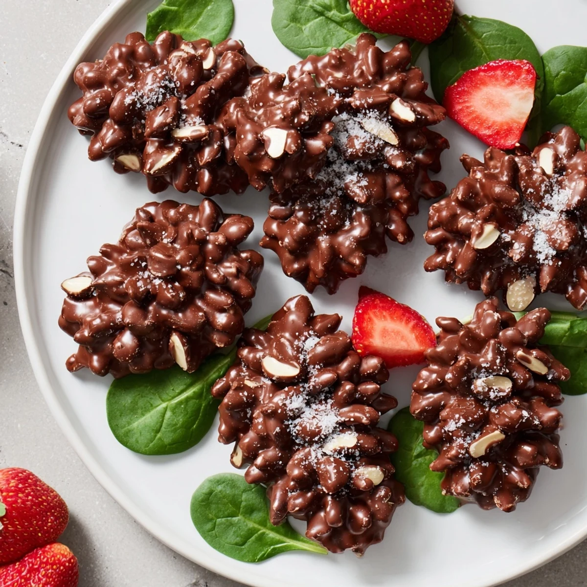 Enjoy a whimsical Coco Pop chocolate pinecone dessert salad, visually stunning and refreshingly cool to eat.