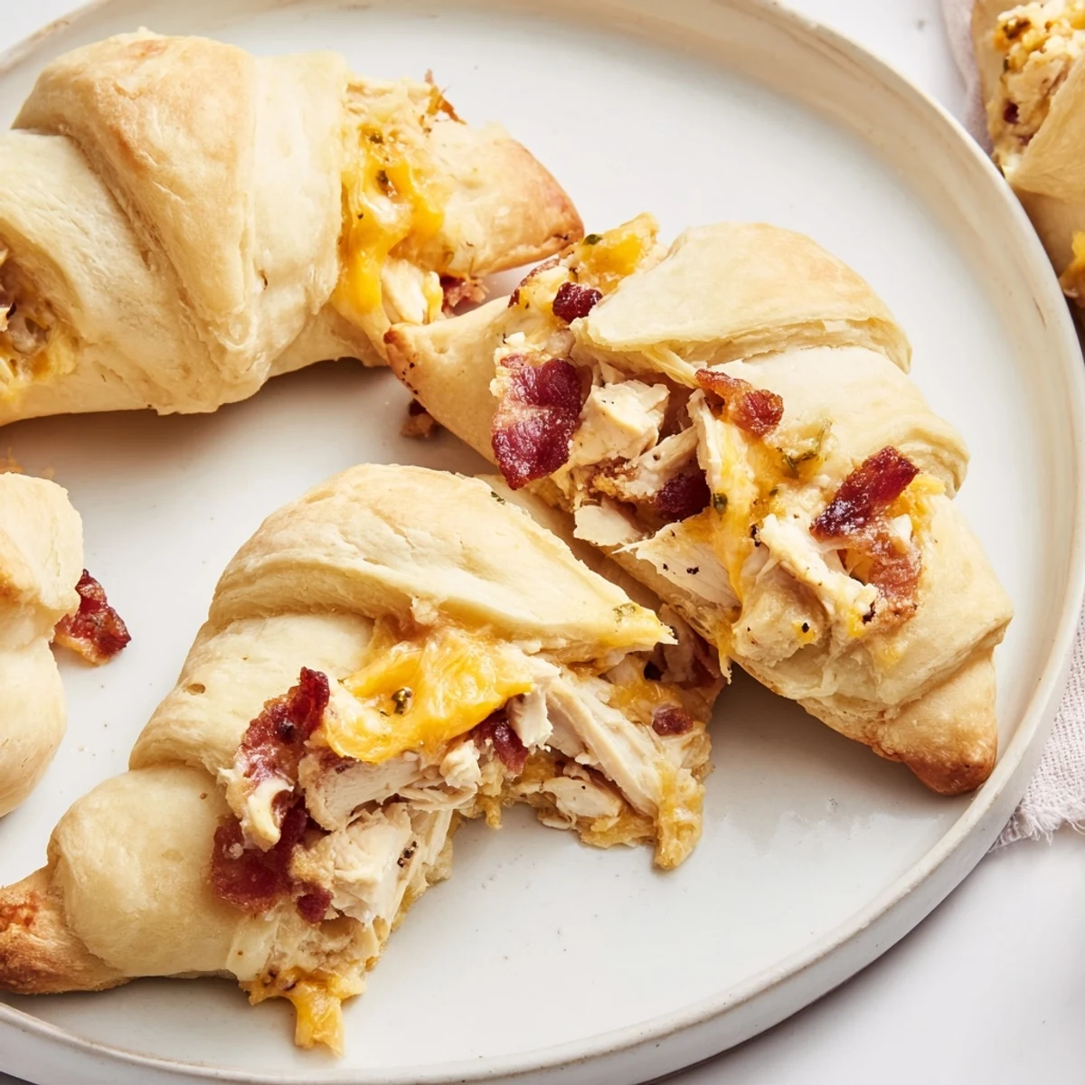 Warm, flaky Cheesy Chicken and Bacon Crescent Rolls, a savory appetizer perfect for any occasion.