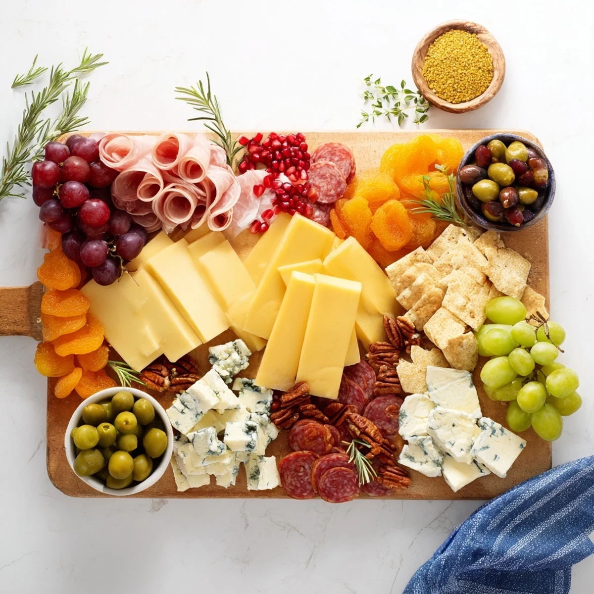 This festive Sleigh Ride Charcuterie features brie, prosciutto, grapes, and candied pecans, creating a stunning holiday display.