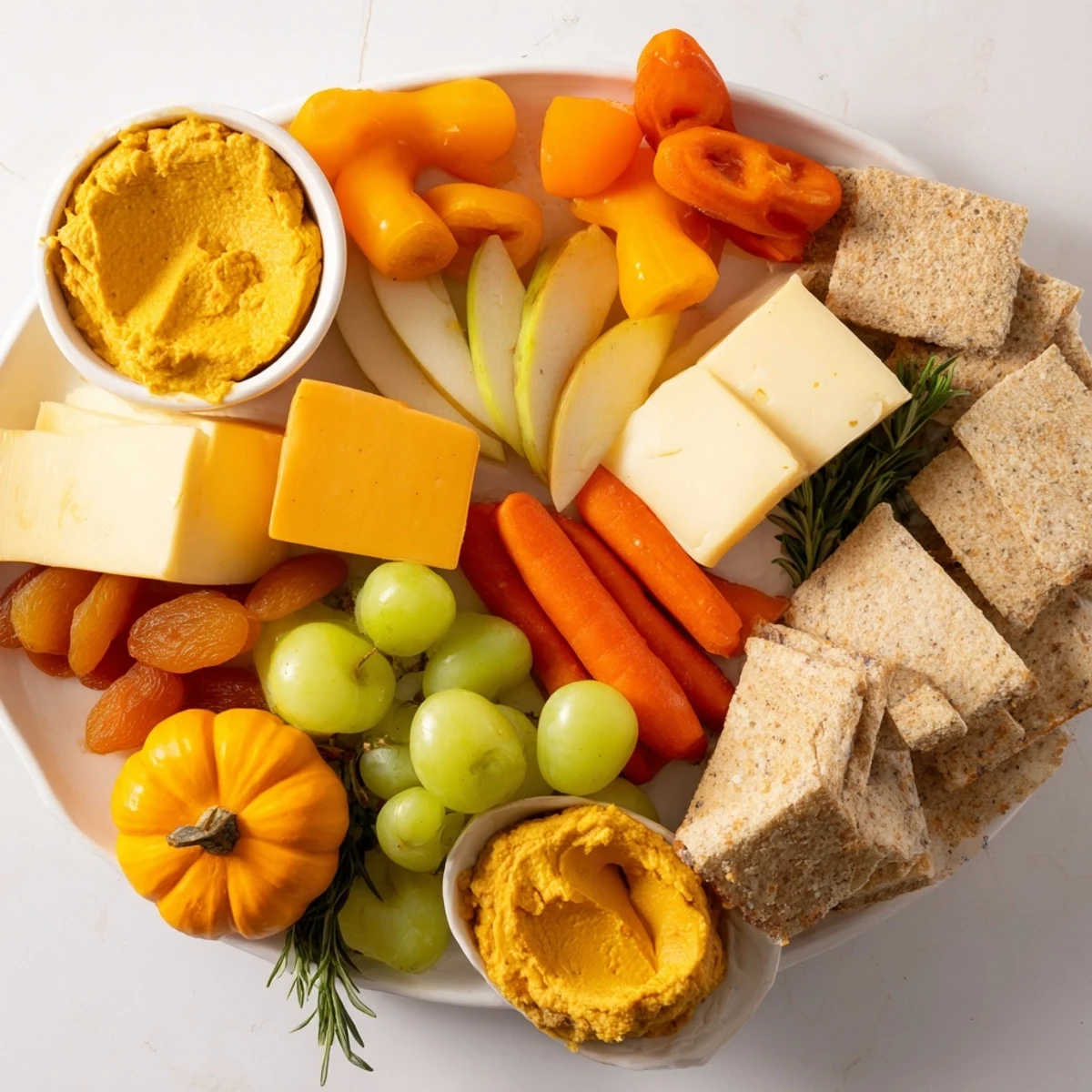 This inviting Pumpkin Patch Snack Board combines sweet and savory flavors for a delicious autumn appetizer.