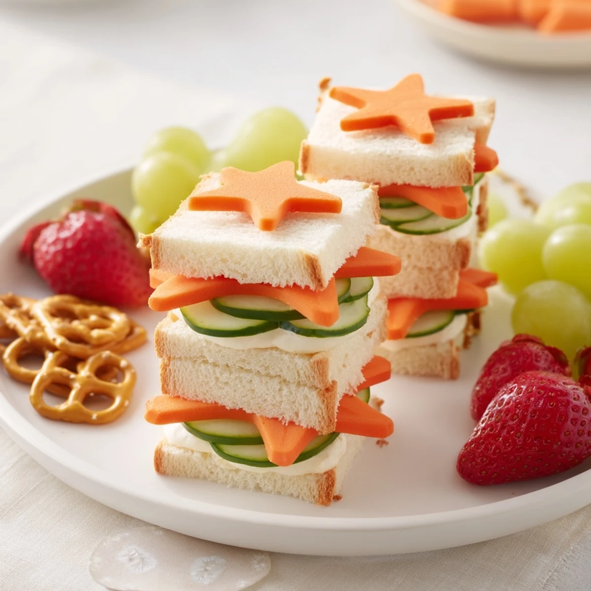 Beach Day Starfish Snack platter overflowing with fun starfish sandwiches, fruits, and party snacks.