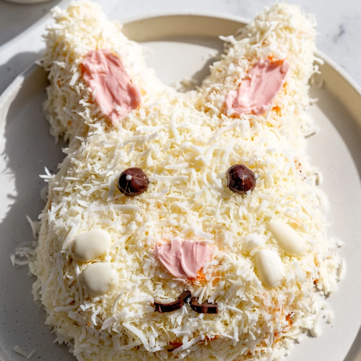 A beautifully decorated Spring Bunny Carrot Cake, perfect for Easter celebrations and springtime fun.