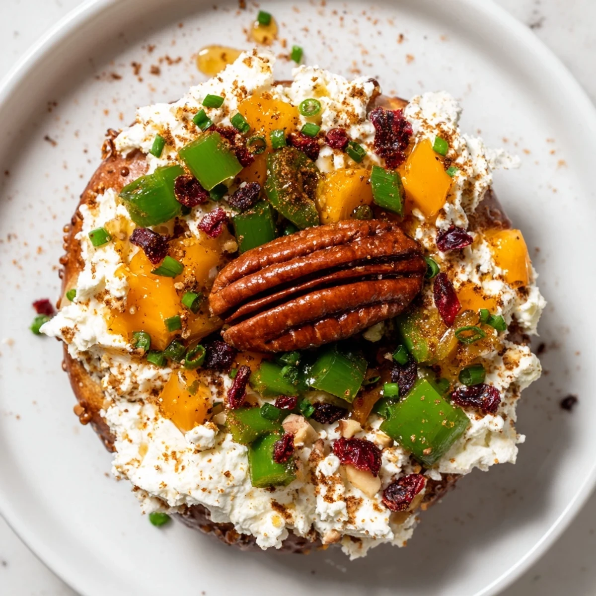 Close-up of Rocket Fuel New Year's Eve Treats, showcasing the sweet cream cheese and vibrant cranberry topping.