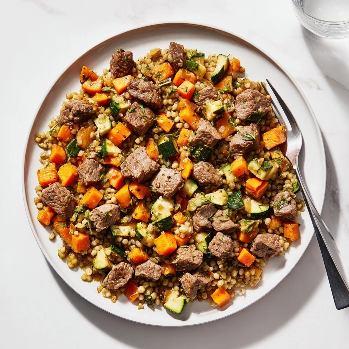 A close-up of a flavorful Sweet Lamb Platter for Baby, featuring soft lamb and vegetables.