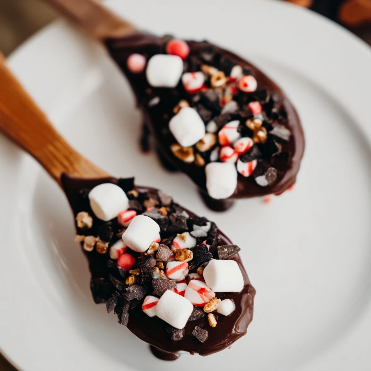 Imagine the rich melted chocolate on these Hot Chocolate Spoons, sprinkled with crushed peppermint and more.