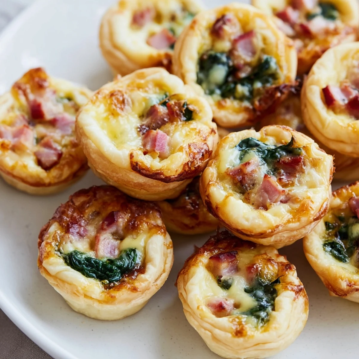 A visually stunning display, the Mini Quiche Holiday Village Board features savory baked quiches with various fillings.