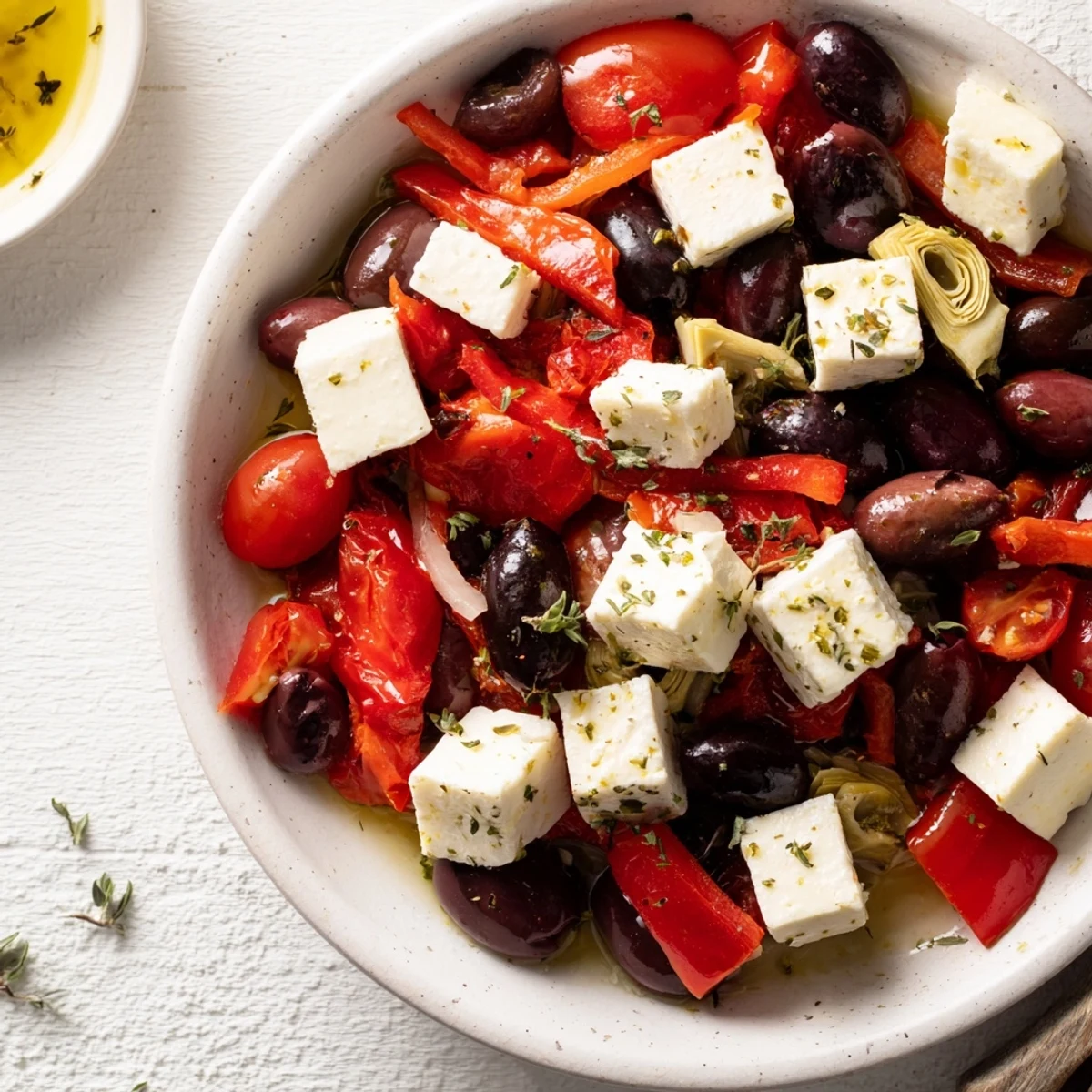 Delicious black olive and sun-dried tomato platter, a vibrant appetizer perfect for entertaining guests.