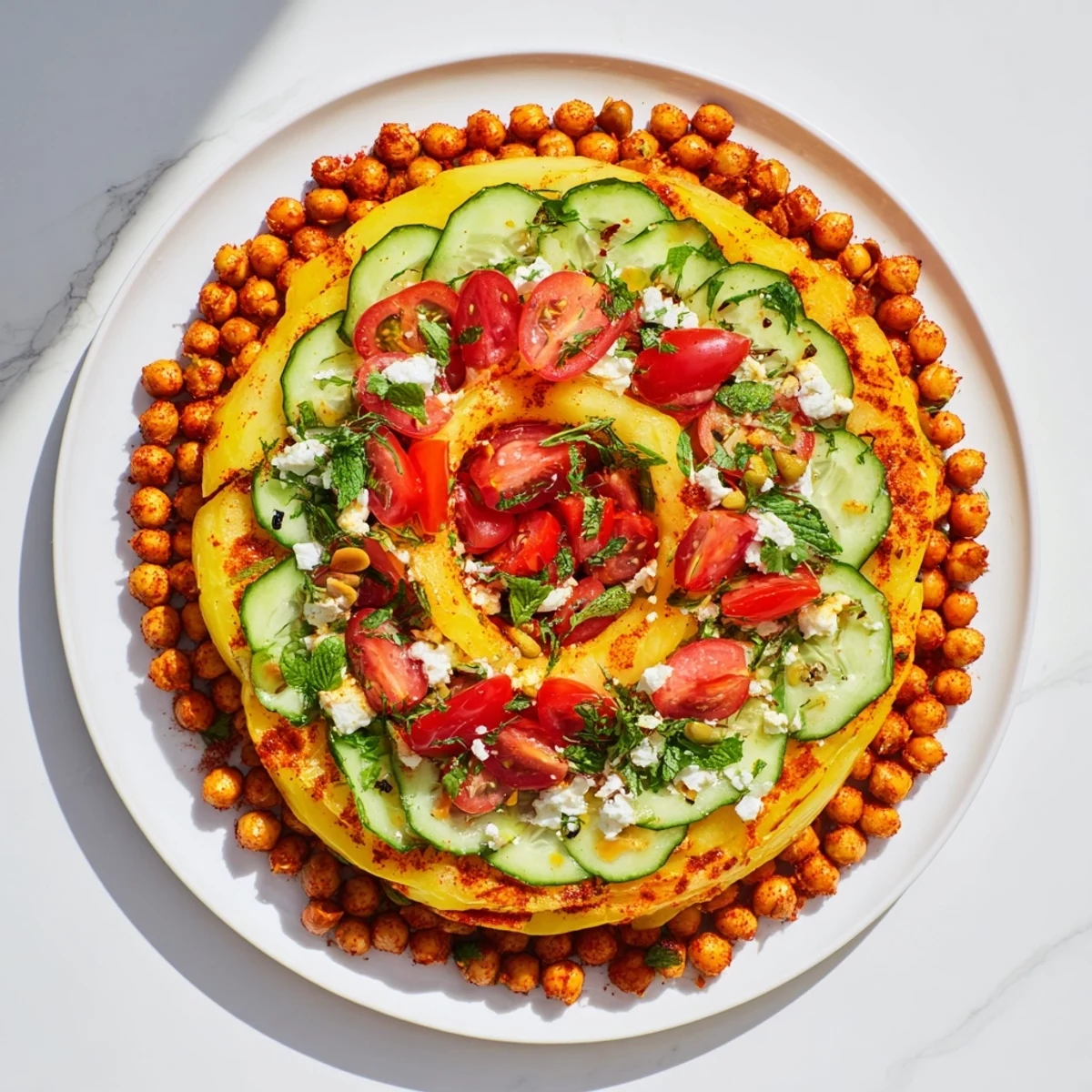 Artfully arranged Concentric Rings of Flavor, a colorful vegetarian appetizer perfect for entertaining.