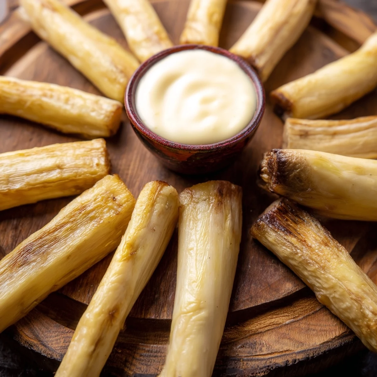 Freshly made rustic wheel, with crisp celery sticks and meat sticks ready to eat and share.