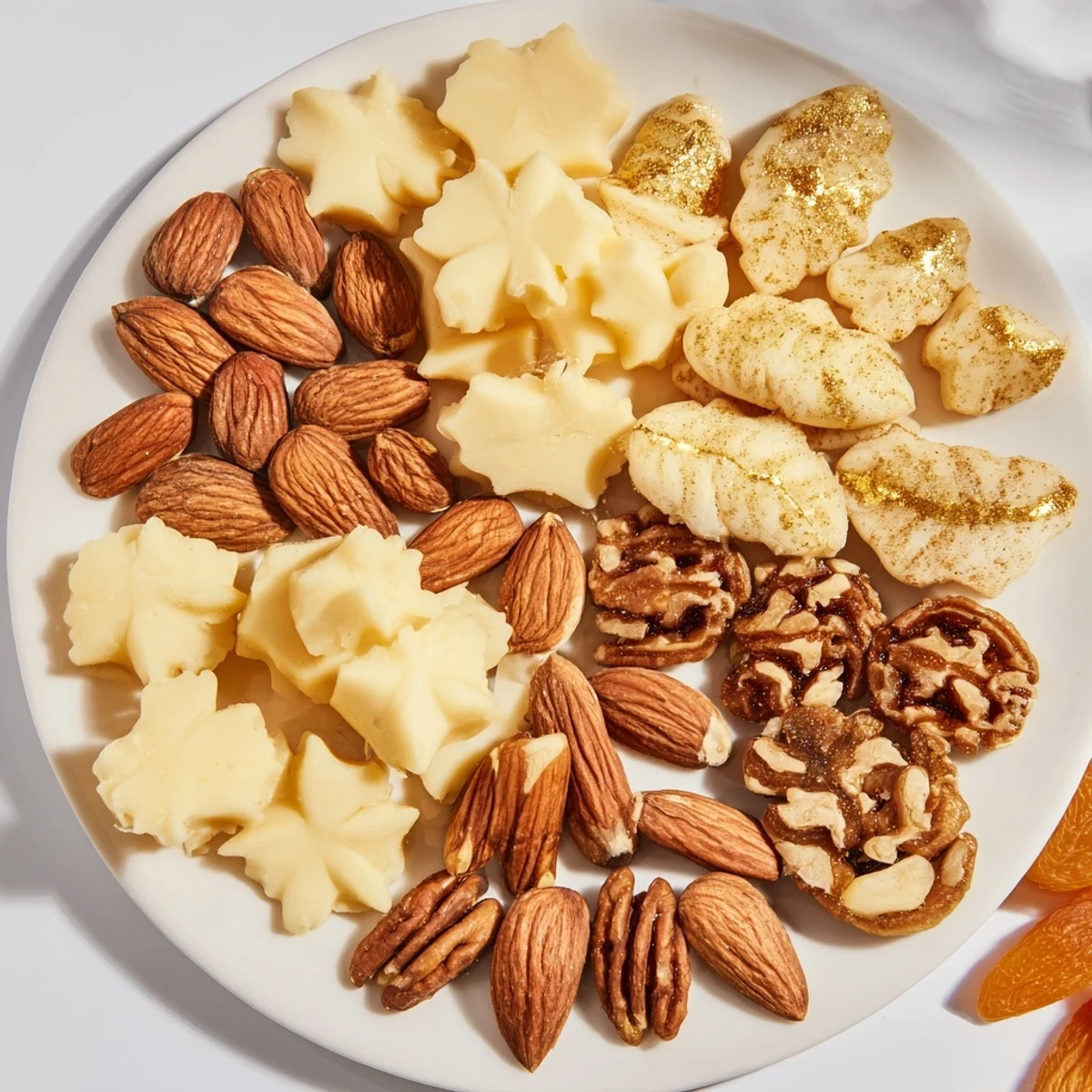 Elegant Gilded Acorn appetizer offers artful cheese cutouts and edible gold, ideal for entertaining.