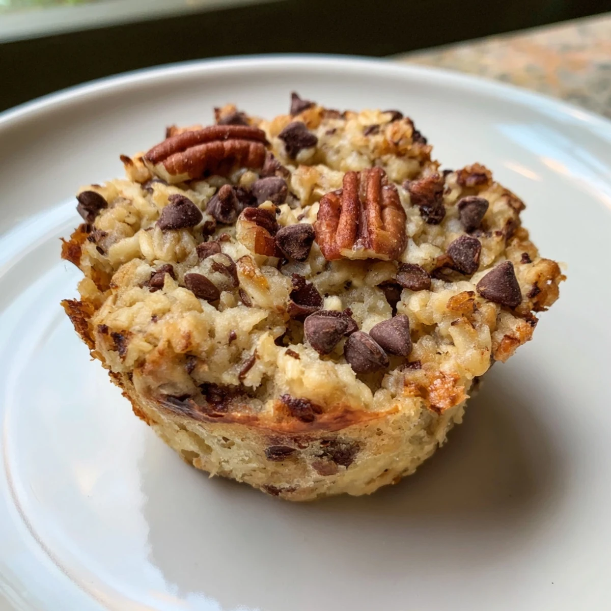 Golden-brown baked oatmeal cups with fresh berries, perfect for a quick and healthy breakfast.