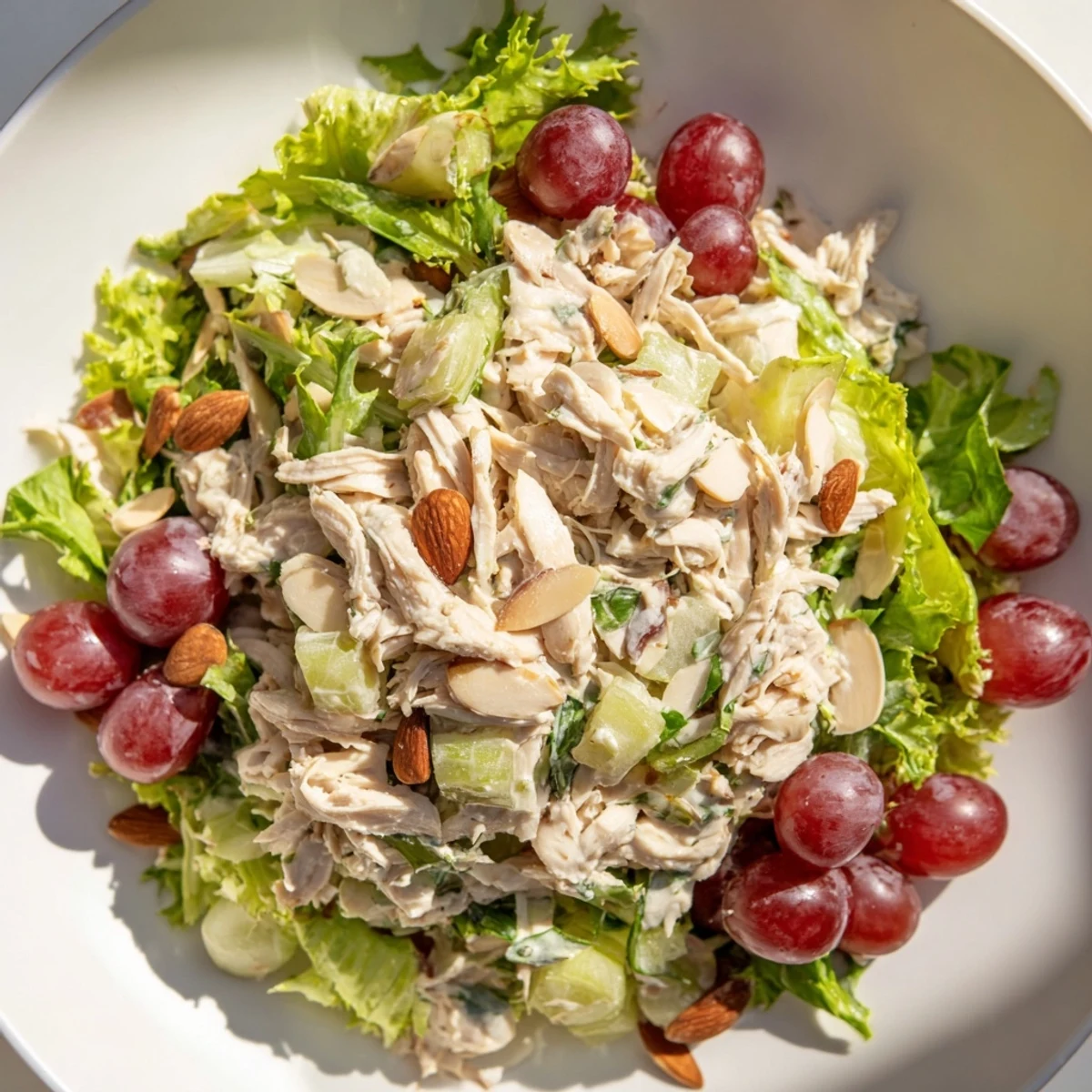 A vibrant photo of a satisfying Crispy Chicken Salad, featuring crisp greens and tender chicken.