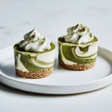 Vibrant green matcha swirls adorn these stunning Matcha Swirl Snowdrift Cheesecake Cups, a delicious and easy treat.