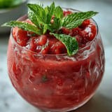 Refreshing Watermelon Mint Frosé: a cool, frozen pink drink, perfect for summer.