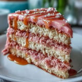 Elegant pink Rosé Velvet Cake, perfectly frosted for a celebratory, delectable dessert.