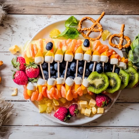 This vibrant Watermelon Wave Shark Snack Board features a carved watermelon shark and colorful, refreshing fruit.