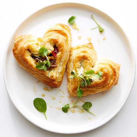 Delicate, golden-brown Cœurs Entrelacés, a Valentine's Day appetizer with herb-infused filling and a flaky crust.