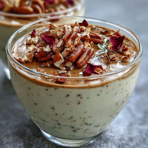 Creamy homemade Hojicha Panna Cotta dessert in ramekins with shaved chocolate garnish.