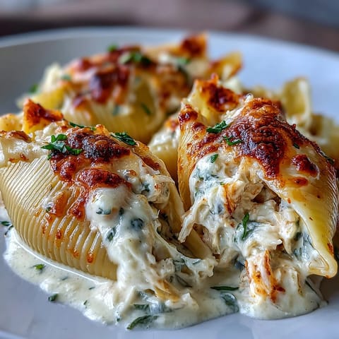 Fork holding a bite of jumbo pasta shell filled with lobster and crab cheese filling.