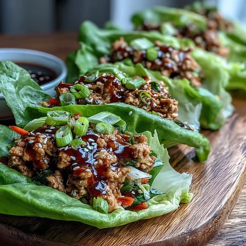 Freshly cooked ground chicken filling with crunchy bell peppers and carrots, ready to spoon into crisp butter lettuce cups for a light meal.