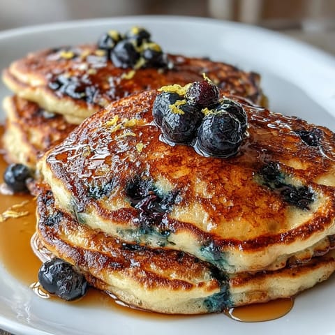 Sourdough Lemon Blueberry Flapjacks