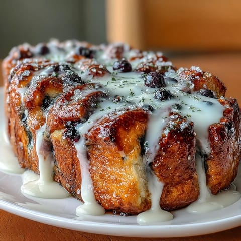Lemon blueberry sourdough pull-apart breakfast bread with layers of tangy lemon sugar and juicy blueberries, baked until golden and fragrant.