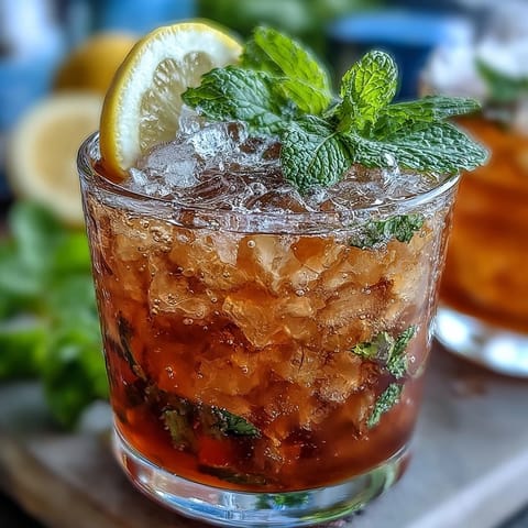Refreshing mini mint julep mocktails with crushed ice, mint syrup, and ginger ale served in classic Southern cups.