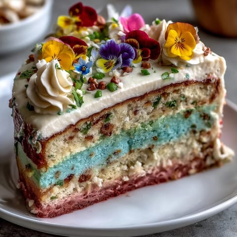 Soft pastel ombre cake with delicate floral topper, perfect for spring celebrations and special occasions.