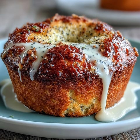 Bright lemon poppy seed muffins with a golden sugar crust and tangy lemon glaze, perfect for breakfast or snack time.