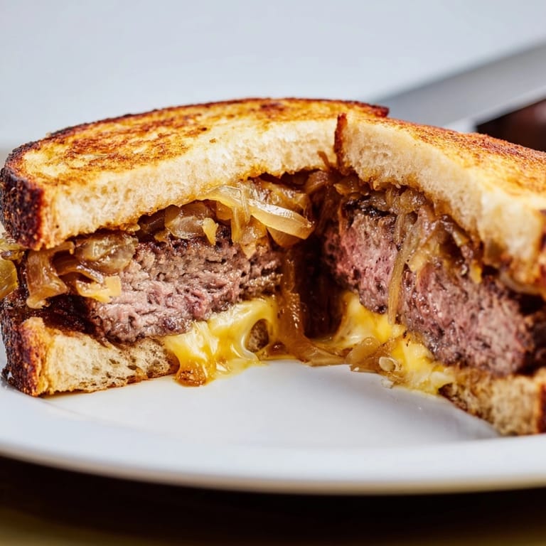 Crisp rye, savory beef & gooey cheese, these cast-iron patty melts are served warm.