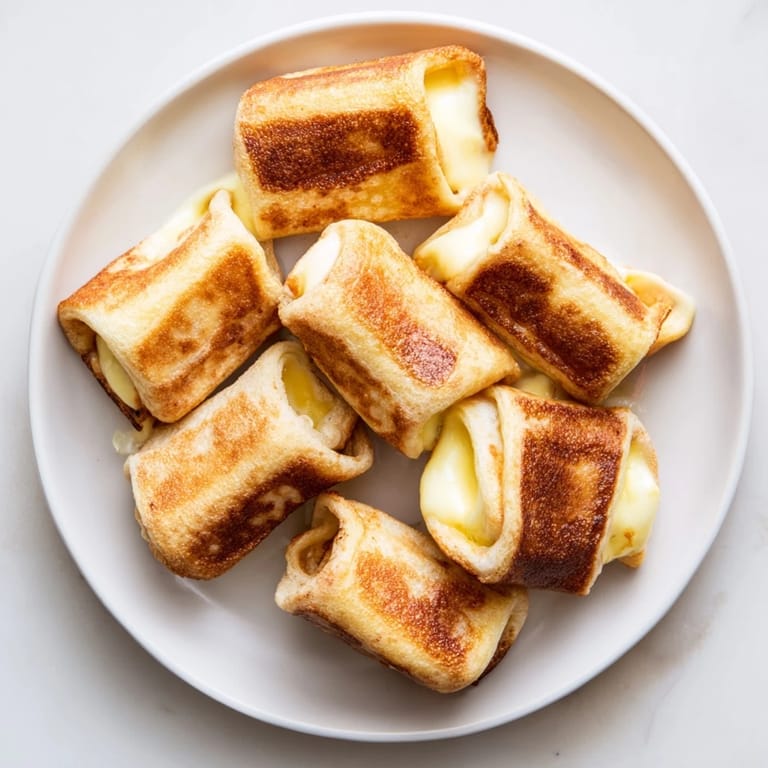 Warm and melty, with bubbling cheese inside: a delightful close-up of the Easy Christmas Grilled Cheese Rollups.