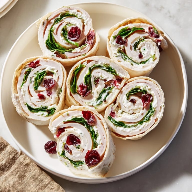 Vibrant platter of colorful, cold Simplified Turkey Cranberry Pinwheels, perfect for a party appetizer.