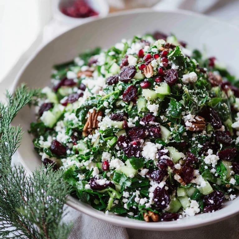 Vivid image of the Cranberry & Feta Cheese Tree Dip Salad: Creamy feta cheese and colorful cranberries dot the festive tree shape.