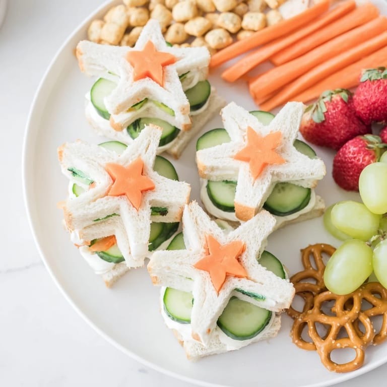 Fresh grapes and carrot sticks surround charming Beach Day Starfish snacks perfect for summer.