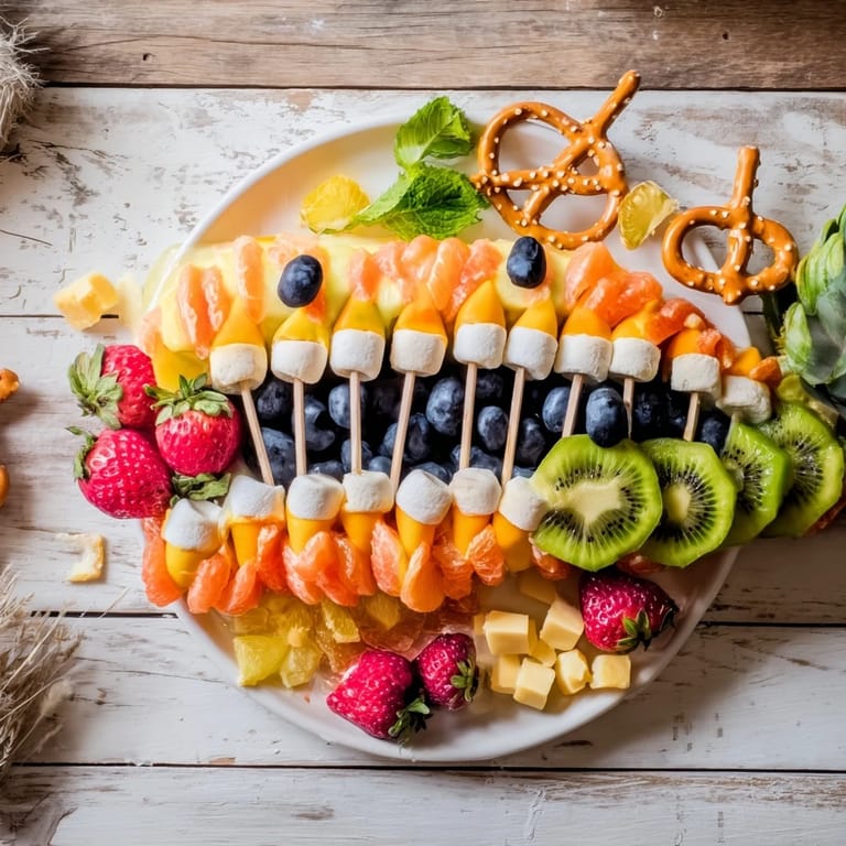 This vibrant Watermelon Wave Shark Snack Board features a carved watermelon shark and colorful, refreshing fruit.