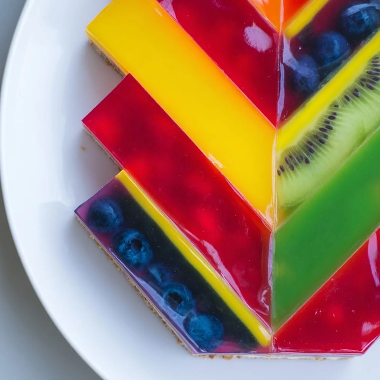 This The Kaleidoscope dessert shows off beautiful V-shaped segments, a stunning and colorful treat!
