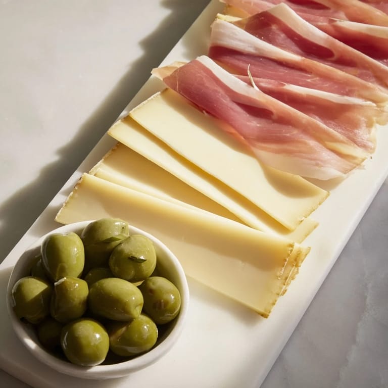 A close-up of The Minimalism Master board, showcasing gourmet ingredients arranged artfully.