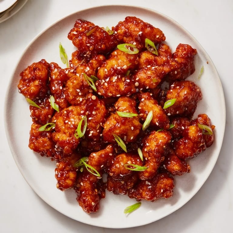 Savory Sweet and Spicy Sriracha Honey Chicken sizzles in a skillet, bursting with Asian-inspired flavors.