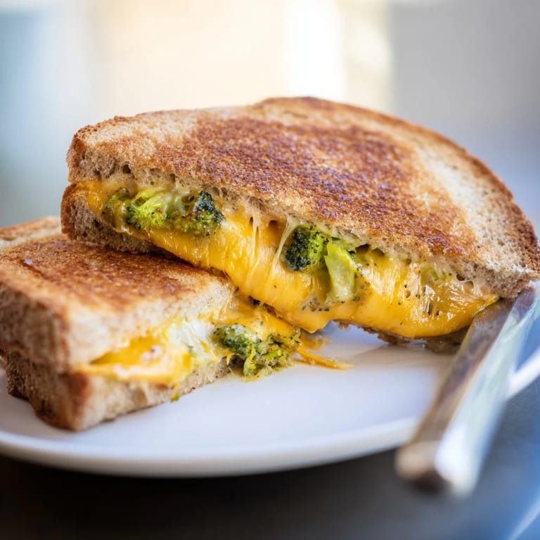 Crispy, buttery bread encasing tender roasted broccoli and sharp cheddar in this classic American sandwich.