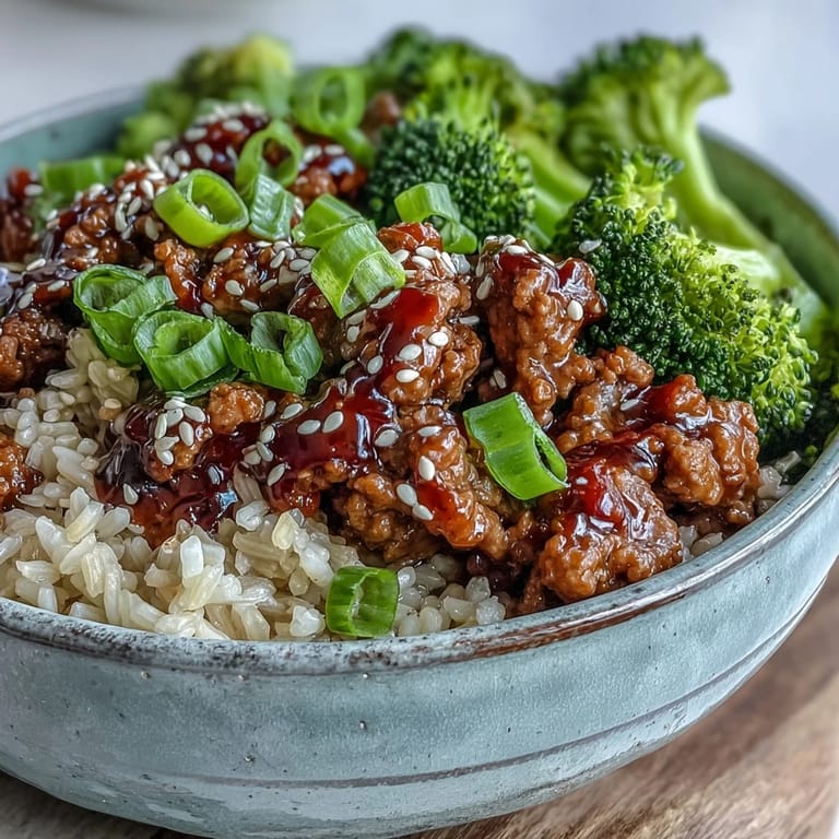 Serving suggestion for Sweet and Spicy Turkey Broccoli Bowls, showing a spoon ready to dig into the savory mix of turkey, rice, and broccoli.