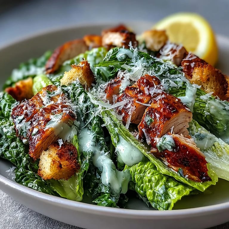 Golden, homemade croutons piled high on a Romaine Caesar Bowl with optional grilled shrimp, making an easy, satisfying Italian-American main dish for dinner.