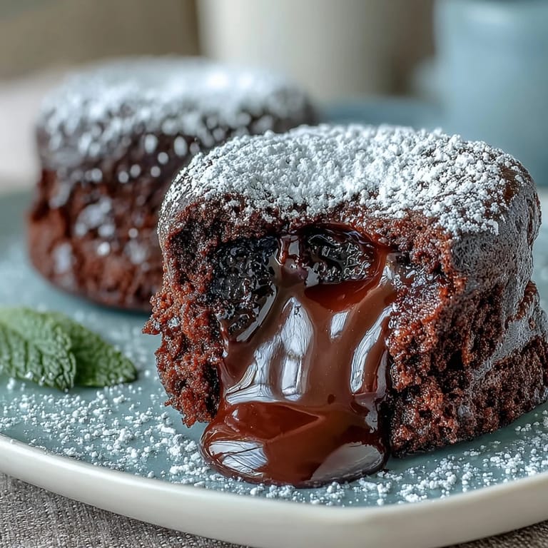 Freshly baked Hojicha lava cake releasing fragrant steam, showcasing its dark, earthy roasted tea flavor.