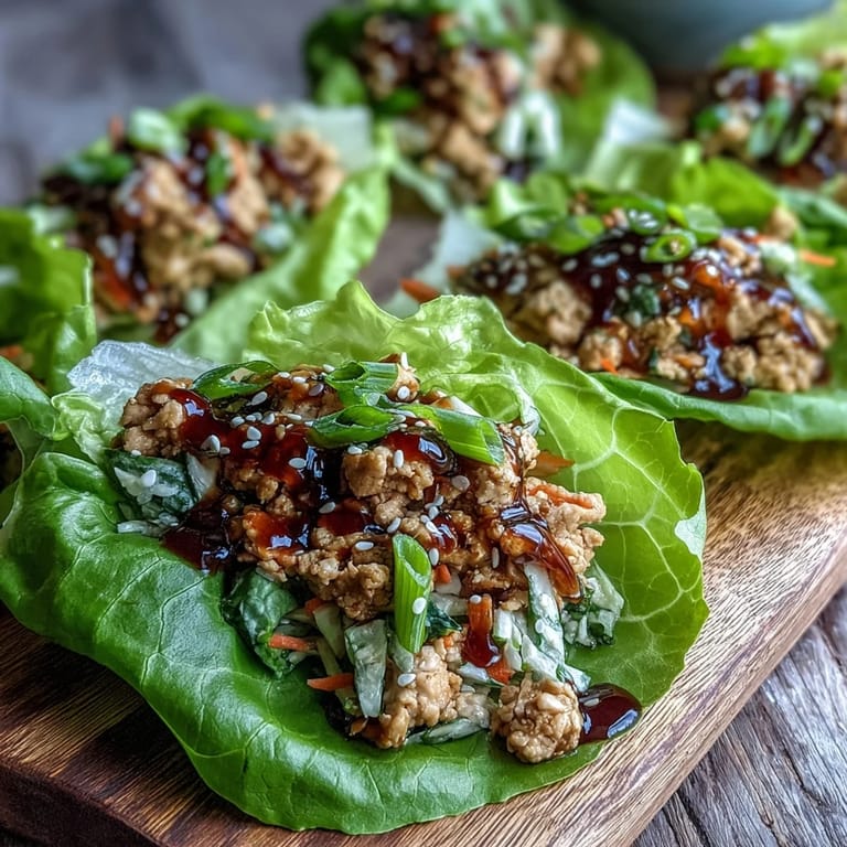 Platter of Asian Chicken Lettuce Wraps with hoisin sauce, sesame seeds, and extra sauce on the side for dipping appetizers.