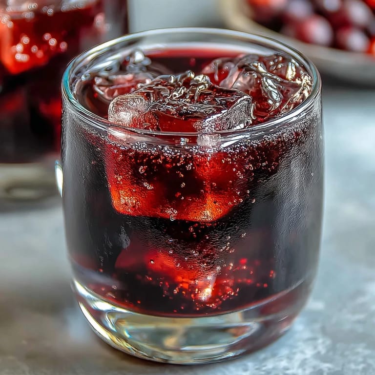 Rich homemade blackcurrant vodka liqueur infused with cinnamon, cloves, and star anise, served in a crystal decanter.