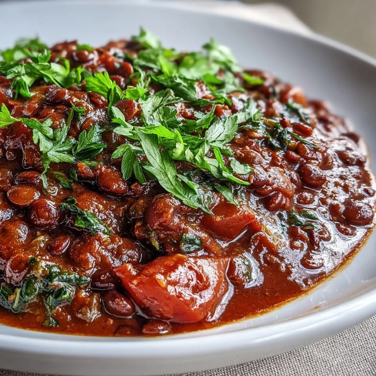 Plant-based lentil Bolognese simmered with aromatic herbs, served atop colorful spiralized zucchini and carrot ribbons.