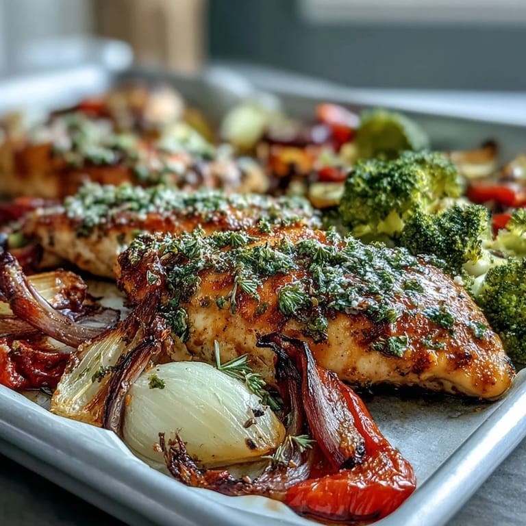 Wholesome roasted chicken and veggies on a sheet pan, a simple 5-ingredient gluten-free main dish for busy families.